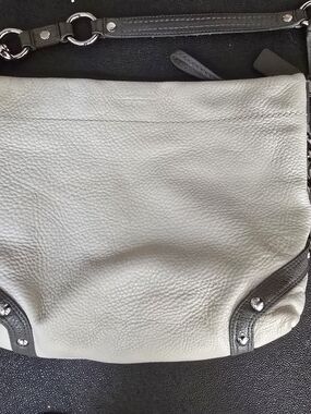 Coach Leather Shoulder Bag in Off-White and Gray